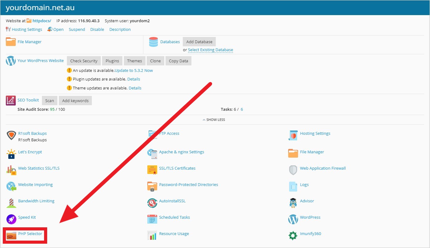 How to change PHP Version in Plesk
